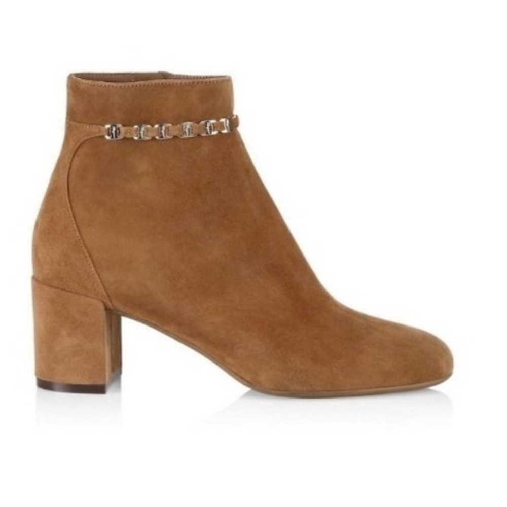 Salvatore Ferragamo Ankle Booties Ghila Chain in Walnut Tan